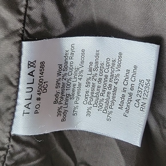 Aritzia Talula Woven Wool Grey Blazer - Size 6 - Picture 10 of 12